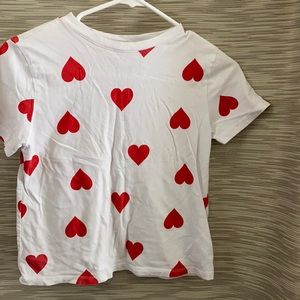 Girls white tshirt with red hearts